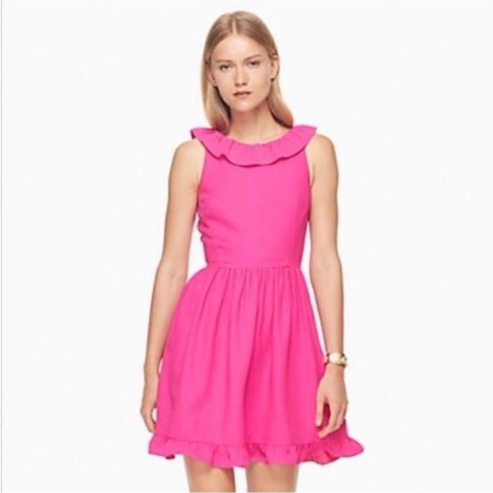 Kate Spade Vibrant Pink Ruffle Dress, Us2